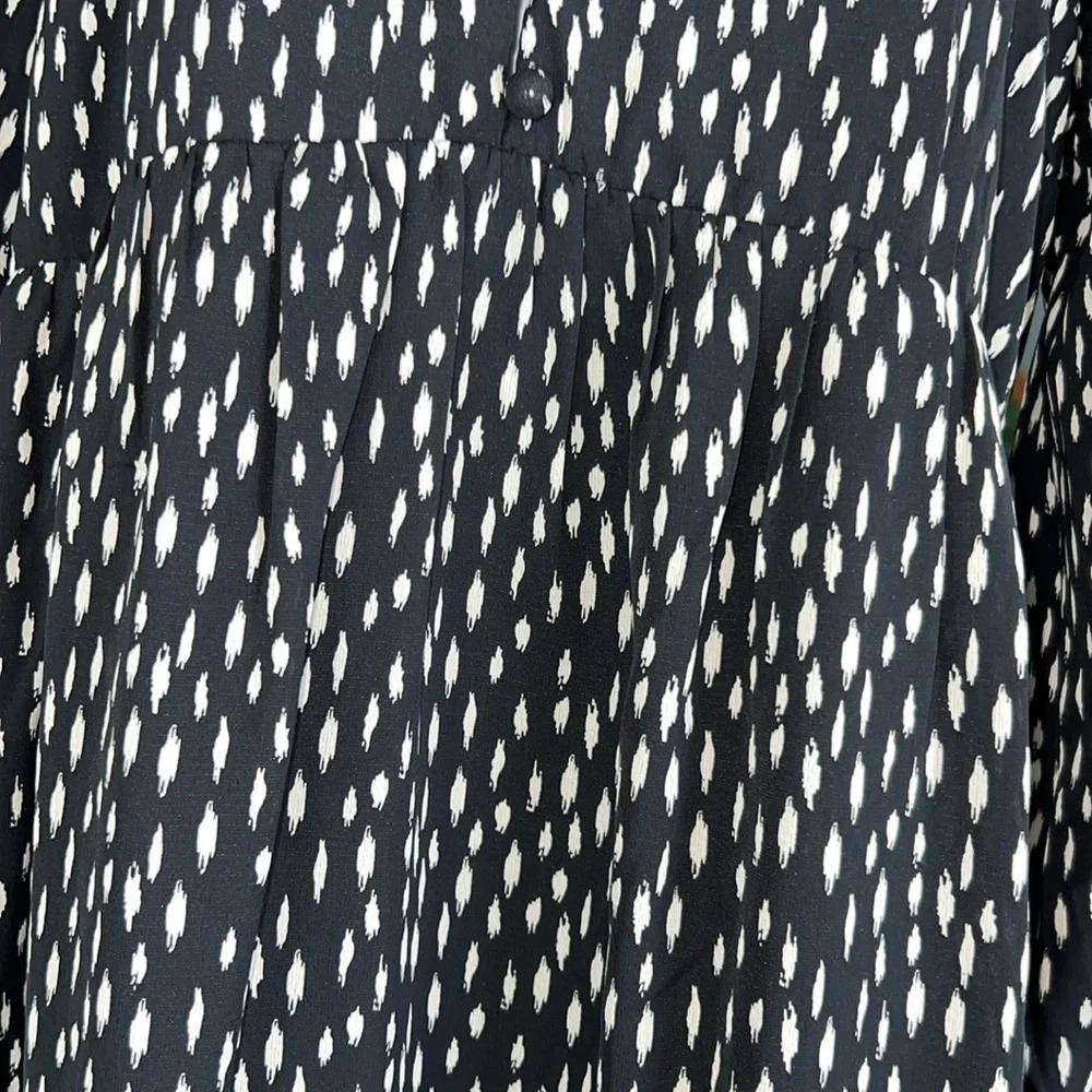NWT New In Boho Long Sleeve Flowy Black & White A-Line Mini Dress Sz M - Picture 5 of 13
